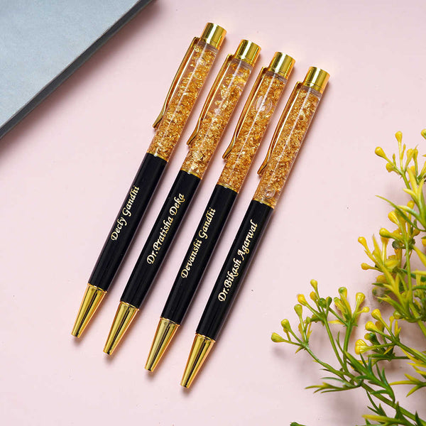 Personalized Metal Pen with Gold Flakes